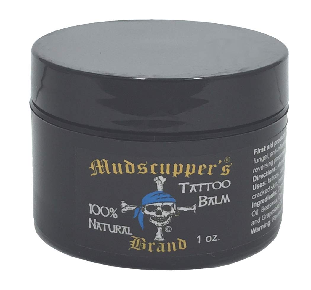 Mudscupper's Tattoo Balm 1 oz. - 100% Natural First Aid for New Tattoos - Maintains Colors - Heals Faster