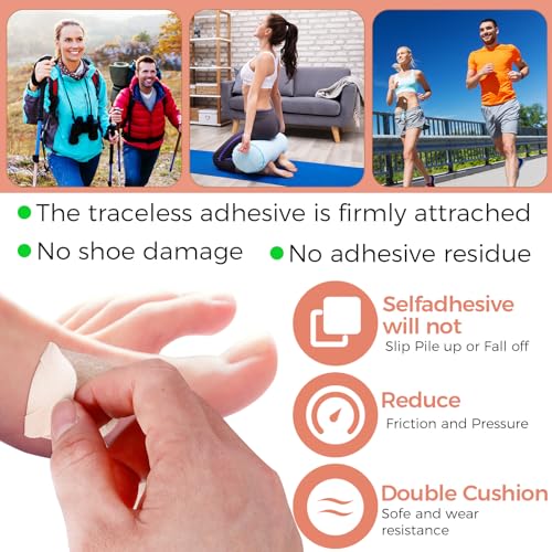 Image of Nuanchu 60 Pieces Bunion Cushions Self-Adhesive Bunion Pads Foot Callus Patches Foot Blister Shoe Accessories Women Men Feet Heel Protector Pads(Light Skin,M)