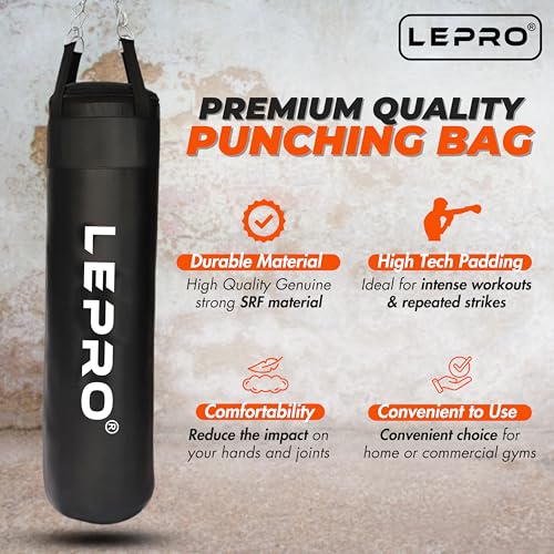 Image of LEPRO Boxing Kit, Punching Bag Set, Hanging Boxing Bag Kickboxing Bag with Boxing Gloves & Chain, Adult Boxing Set for 15+ Years, for Karate Muay Thai Kick Taekwondo Training (36 Inch, Black)