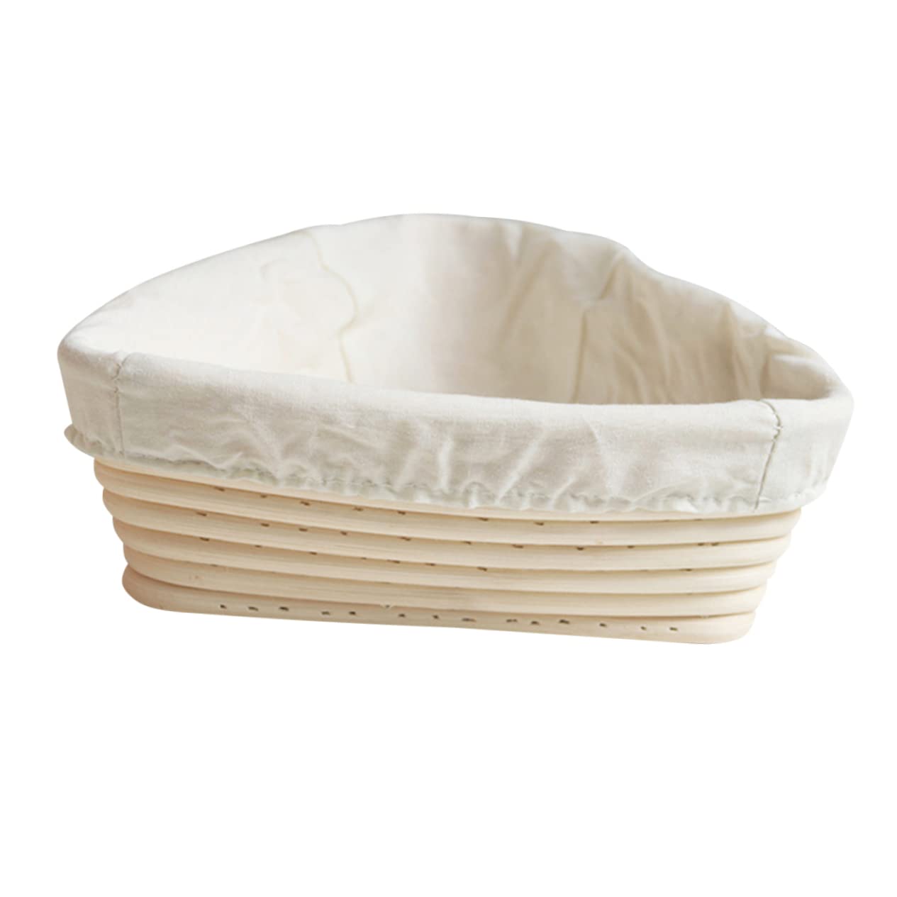 Cabilock Cesto Per Pane Triangolare In Rattan Con Copertura – Accessorio Per Lievitazione Pane Artigianale, Diametro 23 Cm, Colore Cachi, Vimini E Tessuto