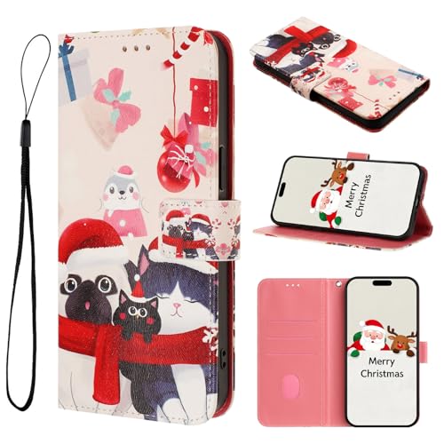HAOFUGUI Funda Cartera para Xiaomi Redmi Note 11 4G / Note 11S 4G, Funda Navidad Tipo Libro de Cuero PU con Tarjetero, Función Soporte, Cierre Magnético y Correa de Muñeca-SDDW
