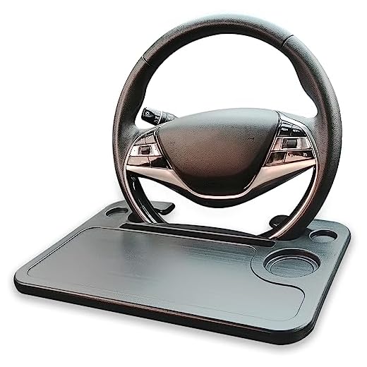 Mavonne Car Steering Wheel Tray with Slot for iPad/Tablet, Food Eating Hook On Steering Wheel Tray, Work Desk/Table for Laptop, Notebook for Constant Travelers, Fits Most Vehicles Steering Wheels