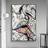 Ecyanlv Lover Kissing Banksy Graffiti Art Print on Canvas Paintings Wall Art Sexy Lips Posters Abstract Street Pop Art Wall Pictures Artwork for Living Room Bedroom Home Decor Gift Unframed #1