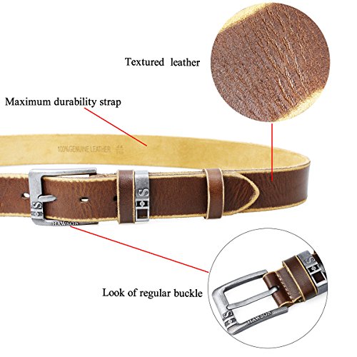 HAWSON Full Grain Genuine Leather Belt for Men with Pin Buckle - 1.3'' and 1.5'' 3 Colors Men Belts with Black Gift Box3