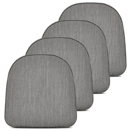 Image of baibu Set of 4 Memory Foam Dual-Layer Design Metal Dining Chair Pads Bar Stool Cushion with Ties for Metal Chairs or Bar Stools - 4 Cushions Only (Grey, 14x14x1.5in)