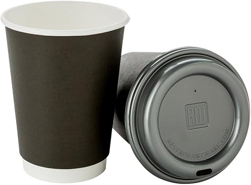 Miniatura 8 de Tazas desechables negras de 500 CT para bebidas calientes de 12 onzas con diseño de doble pared: sin necesidad de mangas, perfectas para cafés,