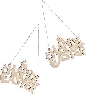 Cabilock 2pcs Wooden Hollow Easter Hanging Ornament for Front Door Decorative Pendant for Home and Garden Rustic Festival Decor for Easter Celebrations