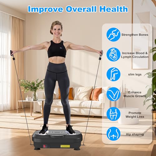 Plataforma vibratoria para ejercicio, equipo de fitness para todo el cuerpo, tabla de balanceo para gimnasio deportivo, quema grasa y drenaje linfático, para mujeres y hombres miniatura 5