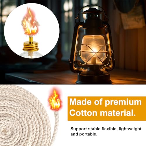 OIIKI 65.6 Ft Oil Lamp Wicks, 1/8\'\' (4 mm) Round Cotton Lamp Wick for Candles, Braided Burner Replacement Wicks for DIY Candle Making, Kerosene Lamps, Alcohol - Thumbnail 3