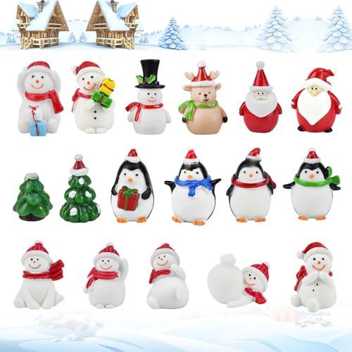 Kleine Weihnachtsfiguren für Schneekugeln 14 LPAMABA 17 Stück Weihnachtsdeko Schneeflocken Schneemann Miniatur...