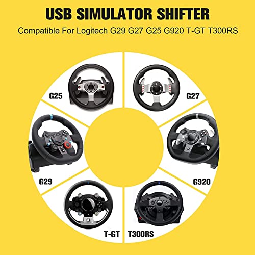 Cuifati Simulateur USB Shifter pour ATS ETS Dust WRC Sim Racing Game pour G29 G27 G25 G920 PC, Volant Sequential H Gear Shifter 7+R H Gear Shifter pour Thrustmaster T300RS/GT pour Win7