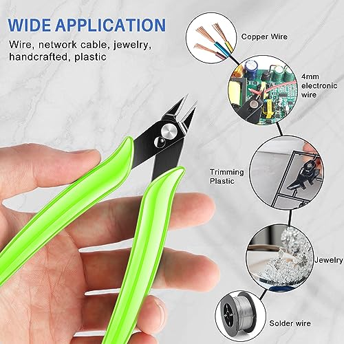 Image of NICE-POWER 5 Inch Wire Cutter Green Zip Tie Cutters Micro Flush Cutter Precision Wire Clippers Hobby Snips Small Side Cutting Pliers for Cutting Small Wires Models Jewelry Making Floral Art 3d Print