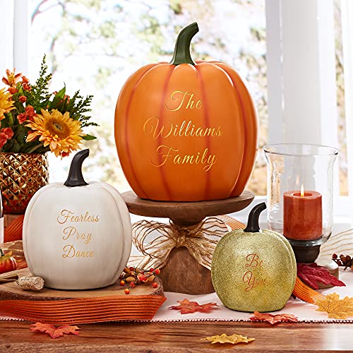 Let's Make Memories Personalized Light-Up Pumpkin - Custom Text - Resin - Indoor/Outdoor - Halloween Décor - Fall Décor - Halloween Party - Any Message - Orange - XL