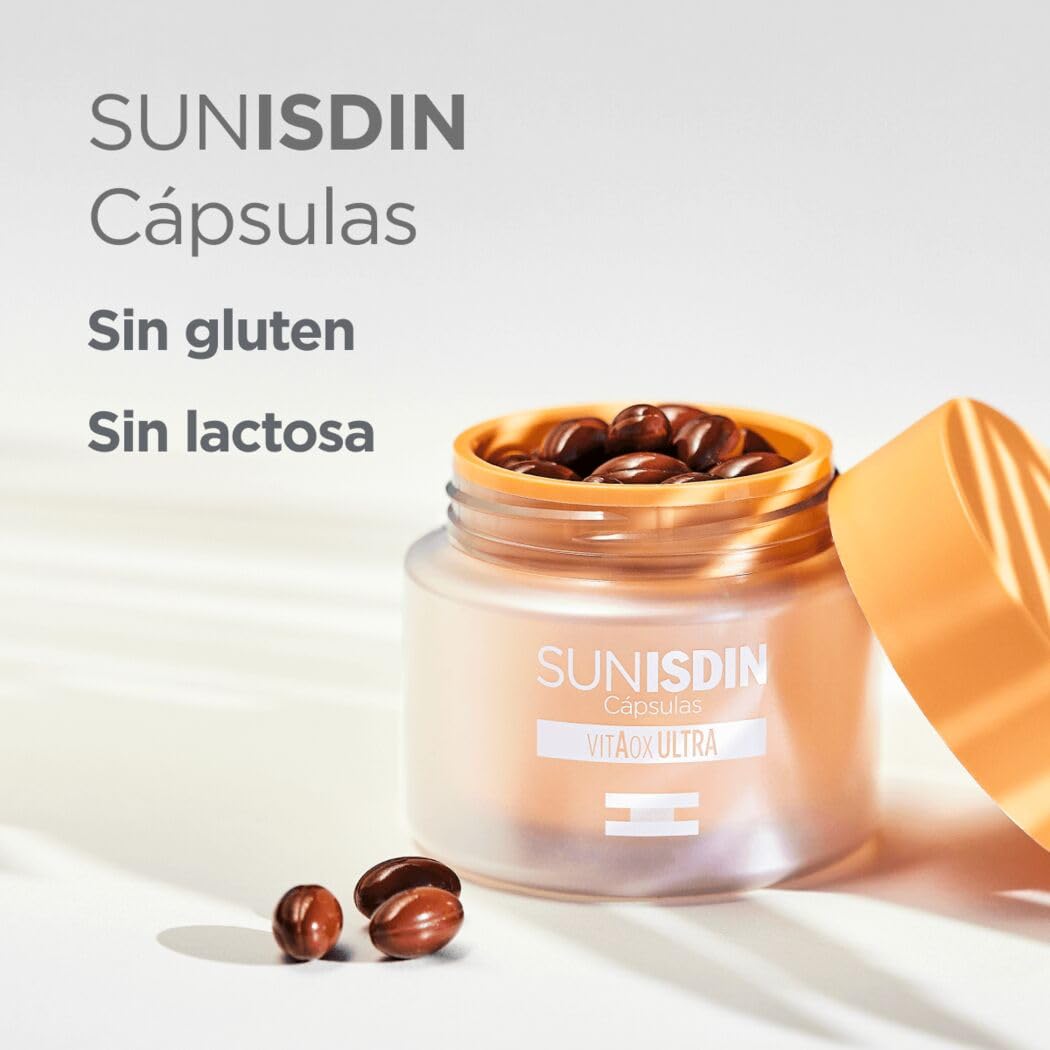SunISDIN Cápsulas Orales, Vitamina D, Complemento Alimenticio que Contribuye a Preparar la Piel para la Exposición Solar