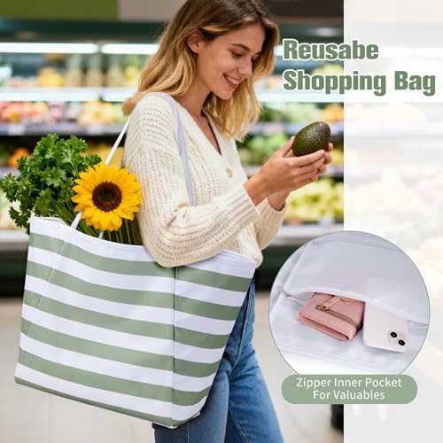 Image of KALIDI Beach Tote Bag Women Large Waterproof Sandproof Shoulder Handbag Packable Grocery Bag Hobo Purse for Picnic Vacation