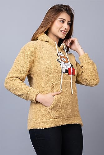 Image of Wear lusso Women Wool Blend Hooded Neck Sweatshirt with Hoodies | Full Sleeves Women's Winter Wear | Warm & Stylish Hoodie