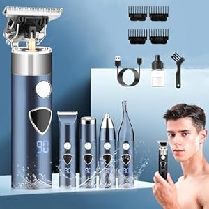 5-in-1 Electric Razor for Men, Head Shavers for Bald Men, 3-Speed Shaver with 4 Replacement Heads, USB Charging, Electric Razor Grooming Kit,Portable Travel Razor Idea Gift (Blue)