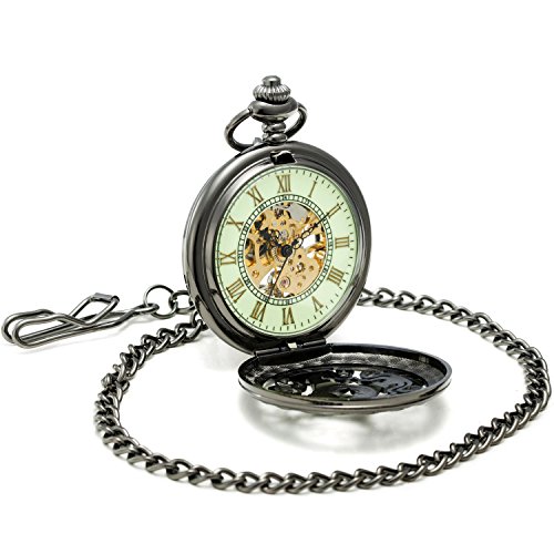 Reloj de bolsillo mecánico SEWOR con esfera luminosa y lupa de cristal vintage 5