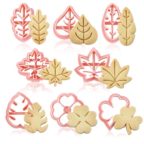 TOPJOWGA Thanksgiving Emporte-pièces, 8 Pièces Emporte Piece Automne, Emporte Piece Action de Grâces, Biscuits Fondant, Biscuits de ​Thanksgiving Moules de Cuisson Feuille D'érable