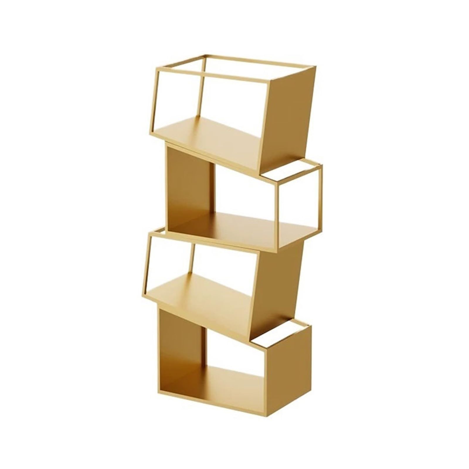 ZYYANSHOP Bookshelf 4-Tier Light Luxury Creative Bookshelf Home Office Vertical Iron Metal Storage Rack(Gold)