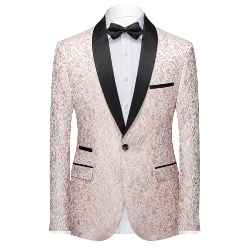 Men's Floral Tuxedo Jacket Long Sleeve 1 Button Suit Jacket Wedding Prom Dinner Party Blazer