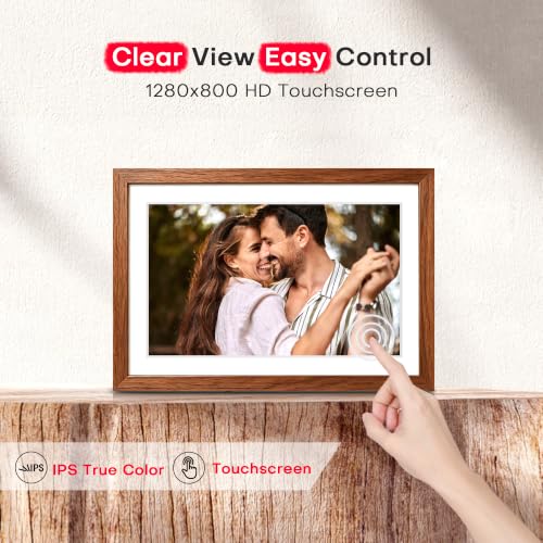 Image of Frameo 10.1'' WiFi Digital Picture Frame, Electronic Photo Frame Slideshow | 32GB, 1280x800 IPS HD Touch Screen, Send Photos & Videos from Phone to Frame, Wall-Mountable, Gifts for Mom, Women, Wedding