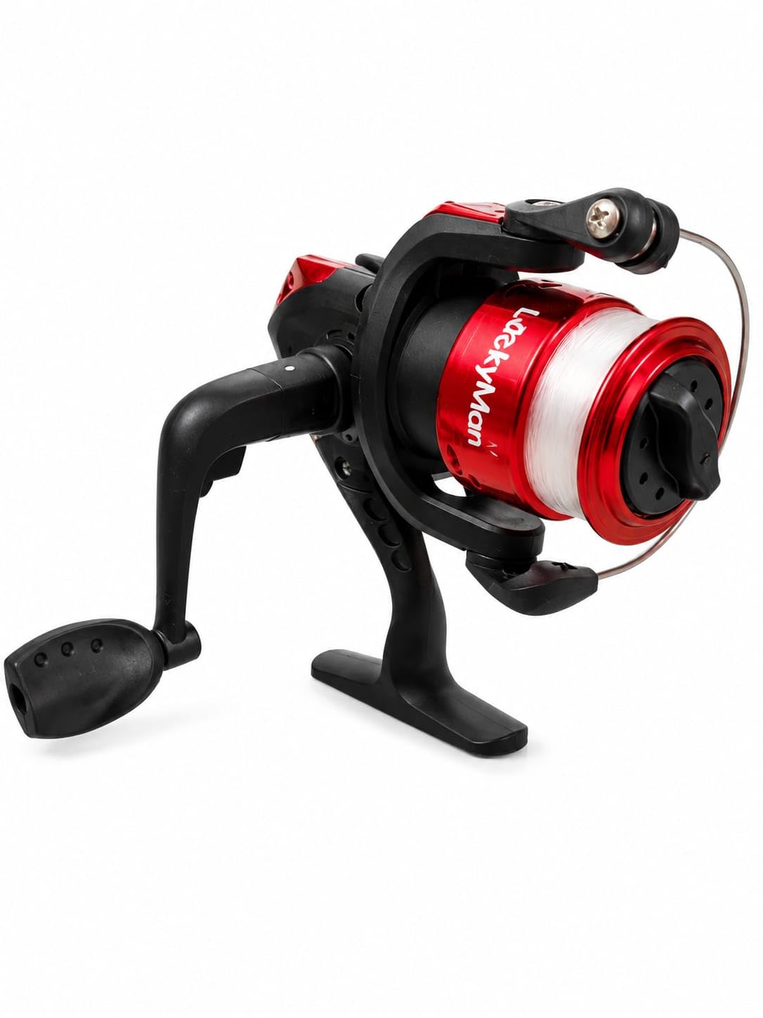 Spinning Fishing Reel with Pre Spooled Line Lightweight Graphite Body Front Drag System Folding Handle Left Right Interchangeable Operation Freshwater and Saltwater Fishing Reel Red and Black-image-33