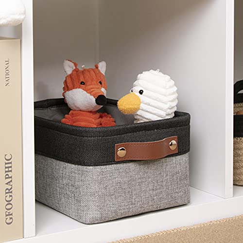 Image of DULLEMELO Small Collapsible Fabric Basket for Organizing, Shelves, Closets, Laundry, Nursery, Decorative Gift Basket (Black&Gray)