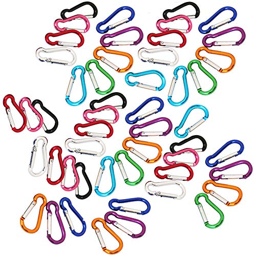 Xinlie Bombero Mosquetón Escalada Hebilla Broche cargado Broche Mosquetón Aleación de aluminio Carabina Pequeño Mosquetón Ganchos con ganchos de seguridad para acampar,pescar 46 mmx23 mm(50 Piezas)