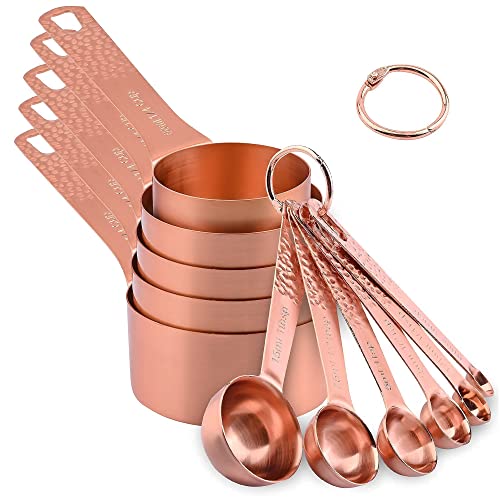 Smithcraft Messbecher und Messlöffel-Set aus 18/8 Edelstahl (Rotgold, 5 Tassen + 6 Löffel + 2 Ringe) Cover