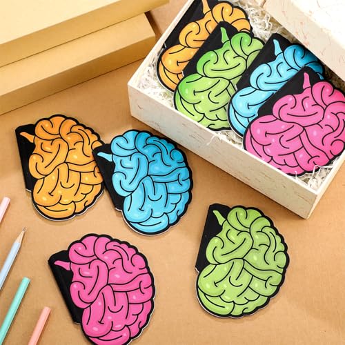 Image of AmazingSpark 24 Pcs 600 Sheets Brain Shaped Notepads Set Colorful Portable Memo Pads 5 x 3.75 Inches Thick Waterproof Cover & Blank Pages, Fun Novelty Stationery for School Office Gifts