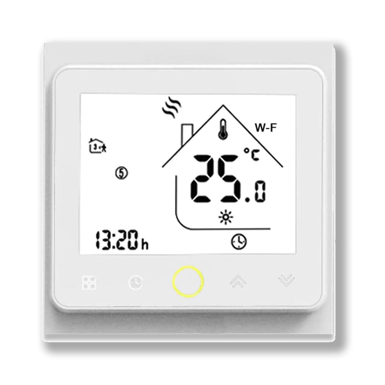 MelkiSmart Wi-Fi Termostato - Serie 002 Termostato con Pantalla Táctil Programable Adecuado para calefacción de Dos/Cuatro Tubos/Caldera Compatible con Alexa,Google Home,IFTTT