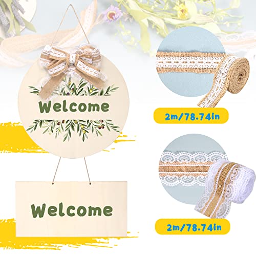 12Pcs Unfinished Wood Slices, 12 Inch Round & Rectangle Blank Wood Sign Circles For Crafts Diy Hanging Wooden Ornaments Welcome Door Signs With Rustic Rope Ribbons Wood Painting Burning Craft Supplies #TOP2