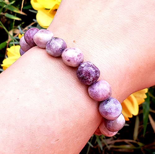 Sublime Gifts Lepidolite A Grade Natural Tumbled & Polished Tumblestone Crystal Healing Gemstone Stretch Bracelet - 1Pc #TOP3