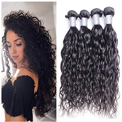 Fengde Hair 7A Brazilian Water Wave Virgin Hair 4 Bundles 100% Unprocessed Human Hair Extensions(18181818)