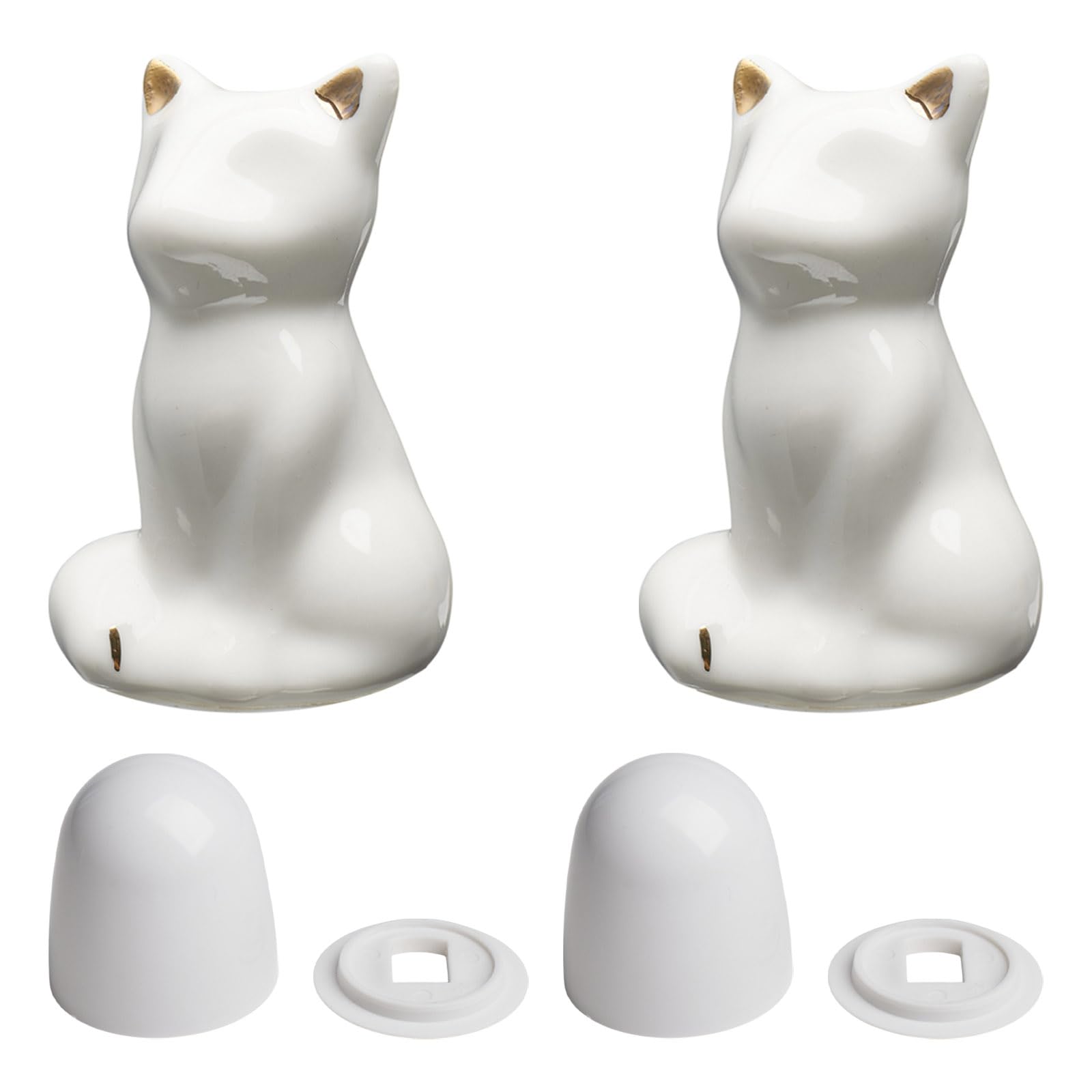 LEGENTLISUR Ceramic Cat Toilet Bolt Covers Decorative, 4 Pcs