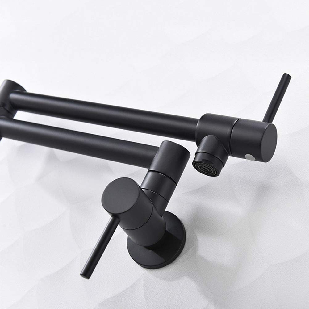 Pot Filler grifos de la cocina, dos asas Un agujero grifo del fregadero, Instalación pared de la cocina contemporánea Taps, latón,Nickelbrushed