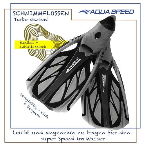 Foto von Aqua Speed INOX Unisex Flossen für bequemes Schnorcheln Tauchen Schwimmen | Taucherflossen | Schwimmflossen | Schnorchelflossen, grau/schwarz, 42/43