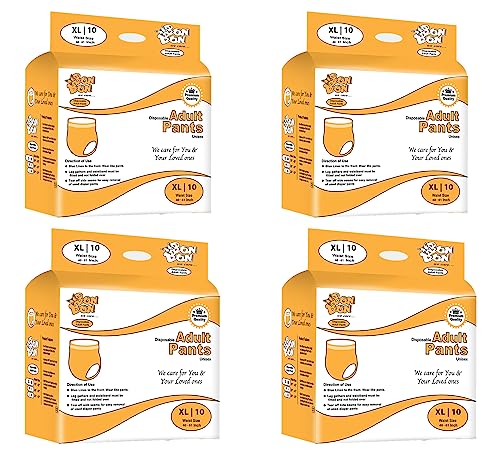 Image of BonBon Premium Adult Diapers Pant Style with Soft Ultra Leak Guard and Anti-Bacterial Absorbent Core (XL, 40.00)