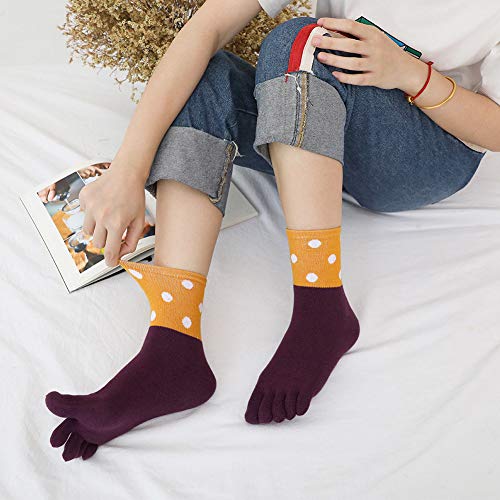 Image of ZAKASA Womens Toe Socks Funny Cat Dog Print Cotton Five Finger Socks Novelty Athletic Running Crew Ankle Socks Size 6-9