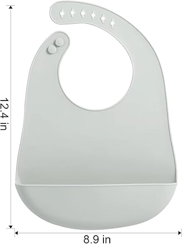 Miniatura 3 de PandaEar 3 Pack Waterproof Silicone Baby Bibs Super Thin Light Weight Feeding Bib with Food Catcher Pocket for Toddler