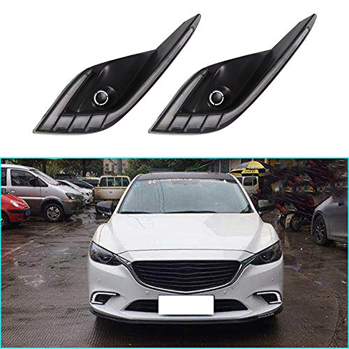 Super Bright LED Daytime Running Light Three-Color DRL for Mazda 6 2016-2017 Replacement Front Bumper Fog Lamp Assembly Model C 1 Pair(Front L/R)