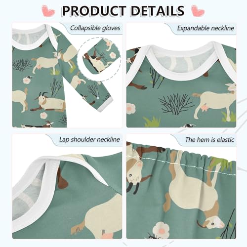 Goats Bushes Green Baby Boy Girl Sleepsuit Cotton Sleeper Gown Newborn Pajamas Nightgowns Infant Clothes, 6-12 Months, 1-Pack3