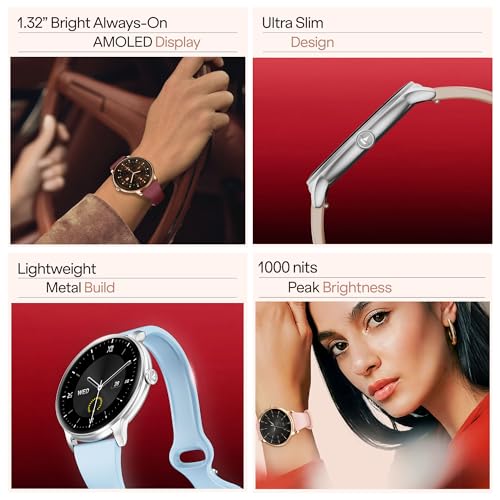 Image of boAt Chrome Iris Fashion Smart Watch for Women - Elegant Ultra-Sleek Dial, Light-Weight Metal Body, 1.32 inch AMOLED Display, 1000 Nits, AOD, Female Wellness Tracking Watch for Woman (Metal Gold)