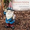 Alpine Corporation 12 Tall Outdoor Patriotic Garden Gnome Saluting Yard Statue Decoration