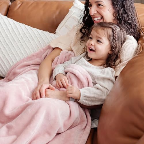 Image of Bedsure GentleSoft Pink Throw Blanket for Couch - 300GSM Soft Cozy Fleece Blankets for Home Decor Gifts, 50x60 Inches