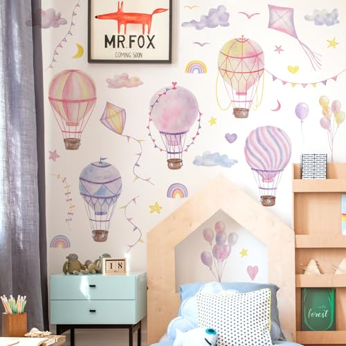Vinilos decorativos globo aerostático grande para pared 2 piezas miniatura 6