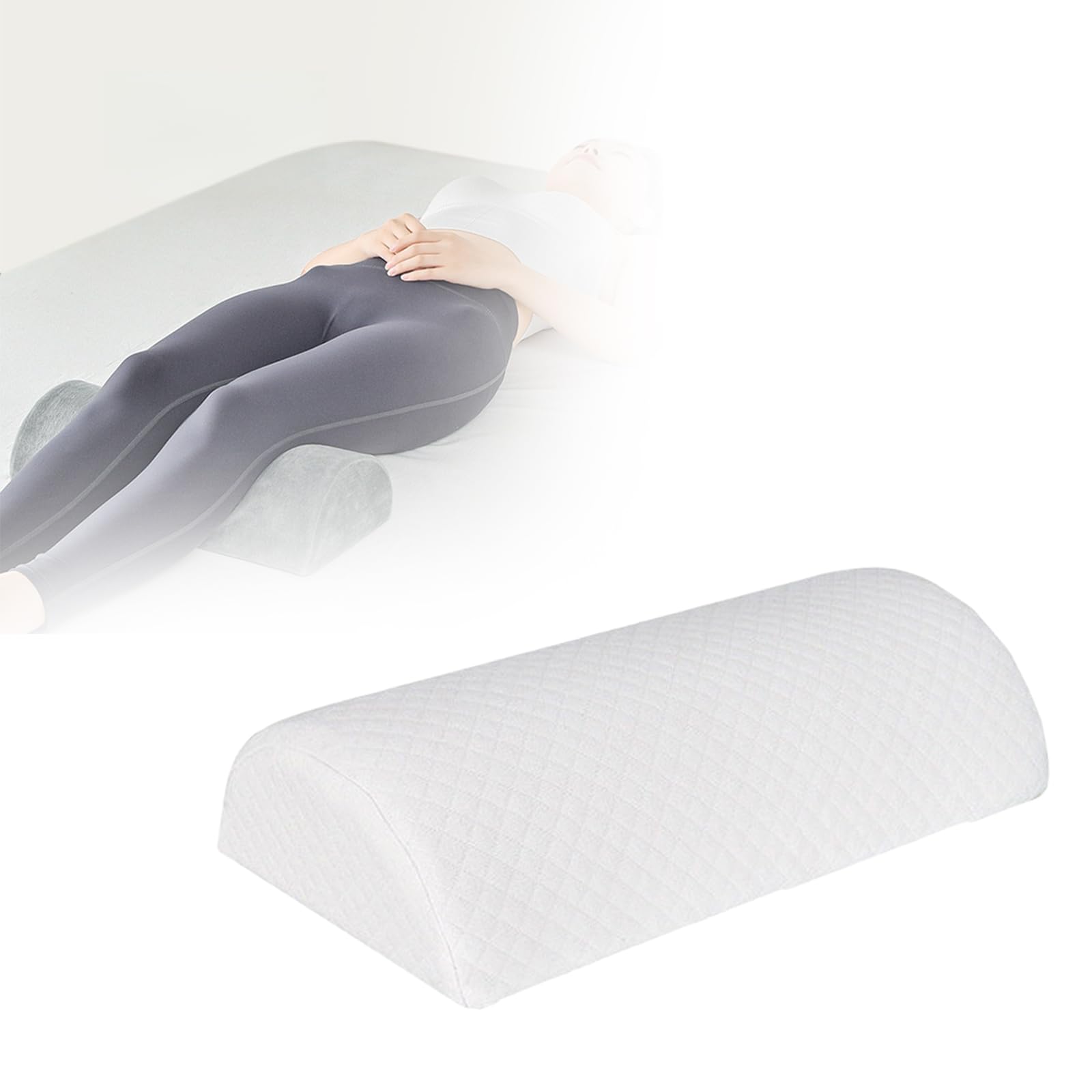 WEEOATAR Nursing Cushion, Leg Pillow, Semi Roll, Round Lumbar Wedge for Side Sleepers, Body Pressure Distributing, Breathable, Low Rebound Sleep, Posture Support, Assistance, Elderly People, Nursing Supplies, White