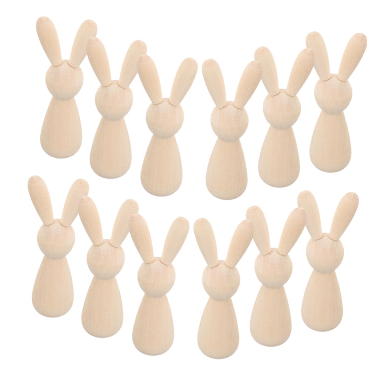 SHINEOFI 4 Juegos Títere De Conejito Figura De Conejo Diy Conejos De Bricolaje Decoraciones De Mesa Bricolaje Y Manualidades Suministros De Bricolaje Para Niños De Madera 12 Uds * 4