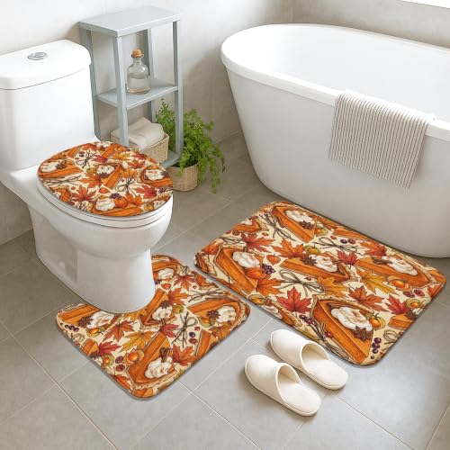 Ensemble rideau de douche imperméable orange 183x183 et tapis de bain anti-eau - 4